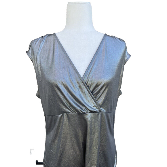Ann Taylor women silver top business party work to wear size XL A000188 - Picture 6 of 7